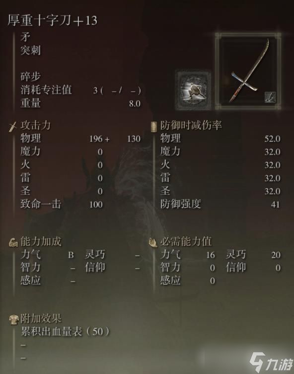 《<a id='link_pop' class='keyword-tag' href='https://www.9game.cn/aedfh/'>艾尔登法环</a>》十字刀属性及入手位置