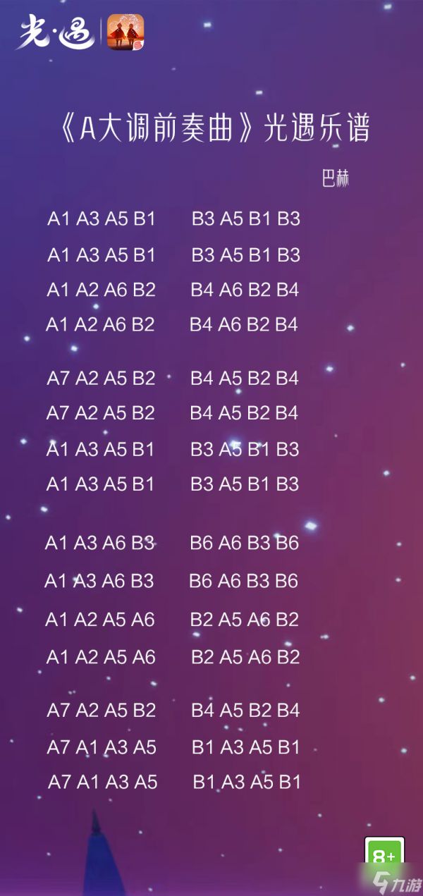 光遇A大调前奏曲琴谱 光遇A大调前奏曲乐谱完成版分享