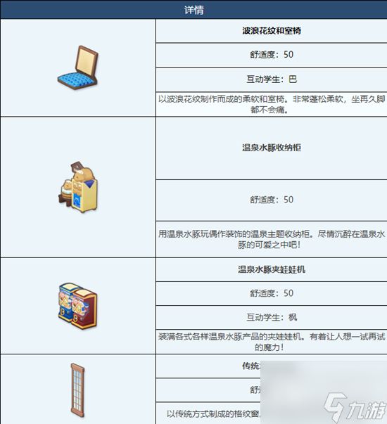 蔚蓝档案传统温泉浴场组合家具获取方法