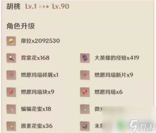 原神胡桃九十级材料 《原神》胡桃升级突破材料总共需要多少