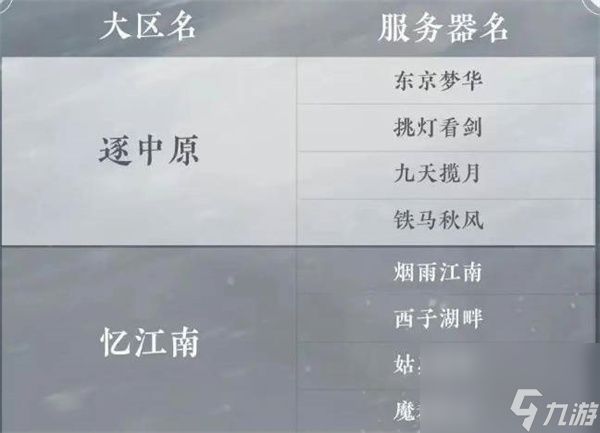 逆水寒手游怎么选区