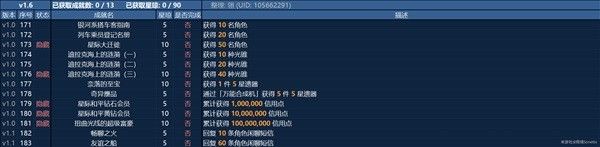 《崩坏星穹铁道》1.6版本全成就一览 1.6新增成就一览