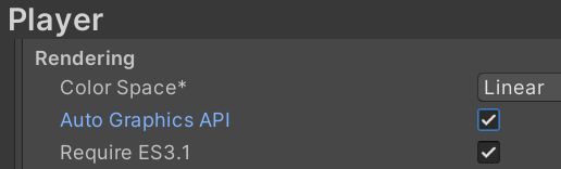 Project Settings > Player Settings > Rendering > Auto Graphics API