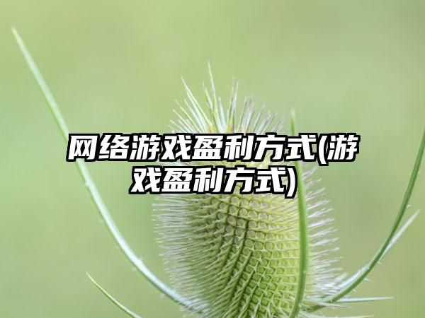 网络游戏盈利方式(游戏盈利方式)