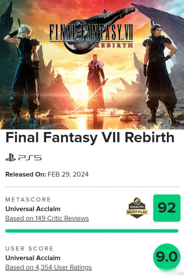 2024年M站评分冠军：FF7重生荣膺年度最佳游戏巅峰之作