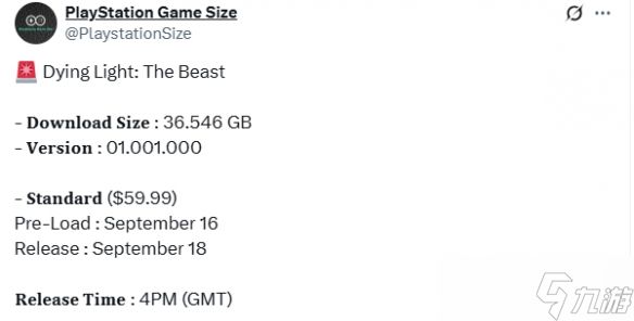 《消逝的光芒:困兽》PS版容量大小曝光:约36GB!