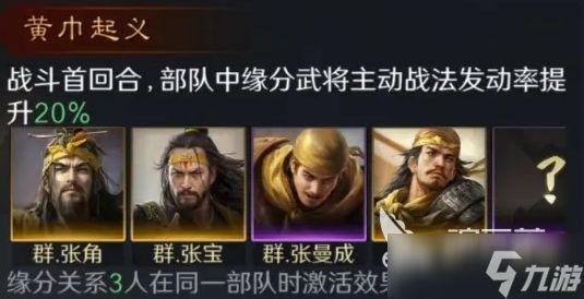 三国群英传策定九州张角阵容 三国群英传策定九州张角阵营如何搭配