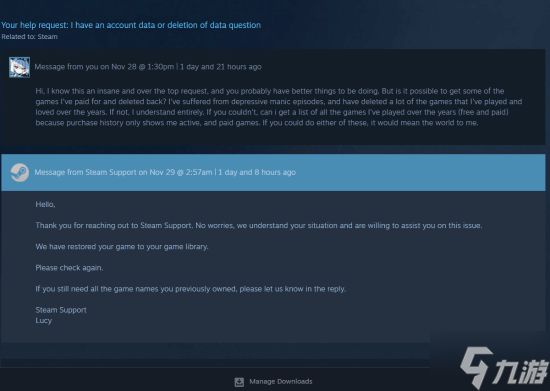 玩家因狂躁症删除付费游戏!Steam直接伸出援手