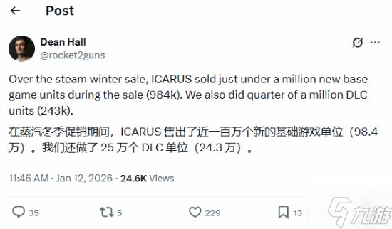 外媒曝《翼星求生》冬促销量近百万：1折特惠立大功 在线人数创4年新高