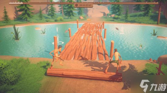 联机新游《Log Riders》定档2月12日：伐木工版《链在一起》 双人踩木头挑战血压极限