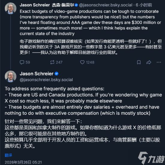 曝现在3A预算3亿美元起步!全是员工工资 和高管无关