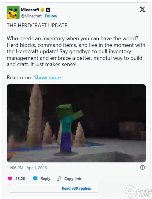 《Minecraft》愚人节更新趣味玩法“废除物品栏”！