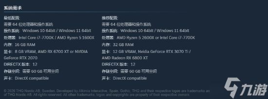 3070TI才能畅玩！《哥特王朝:重制版》配置要求暴涨
