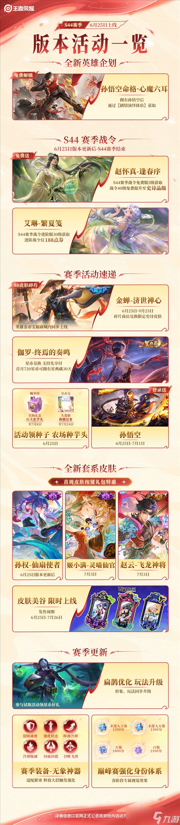《王者荣耀》S44新赛季今天开启：孙悟空心魔六耳免费拿