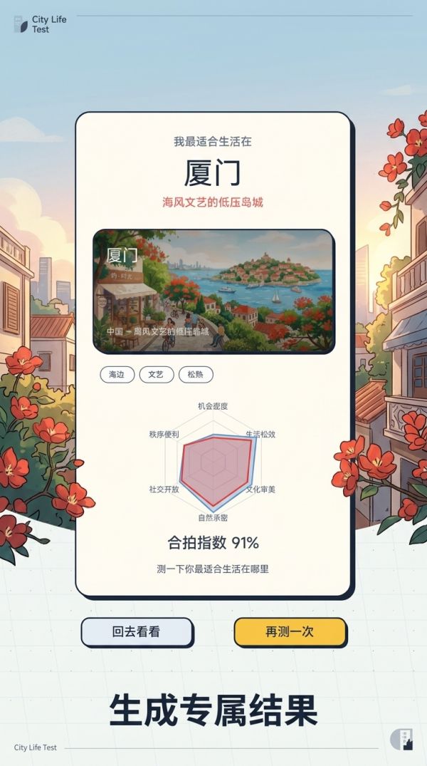 测一测，你最适合生活在哪个城市什么时候出 公测上线时间预告