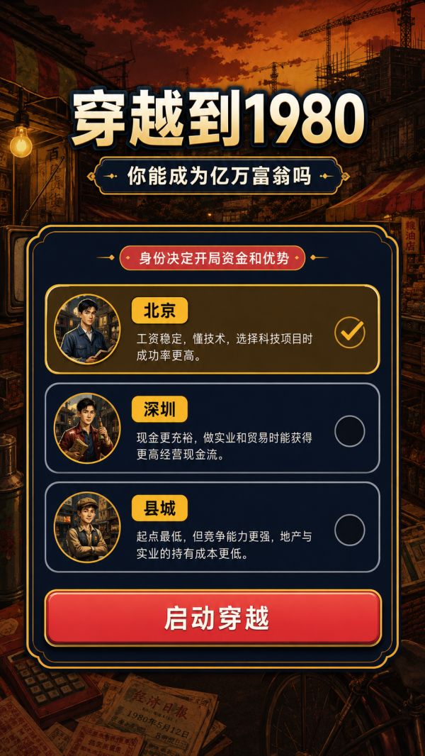 穿越1980:亿万富翁之路什么时候出 公测上线时间预告