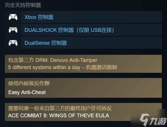 《皇牌空战8：希孚之翼》需求公布！最低2060 确认搭载D加密